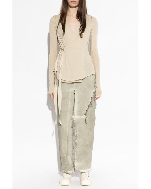 Rick Owens White Denim Skirt With Slit