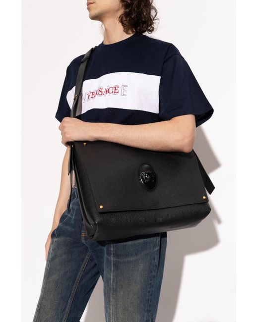 Versace Black Leather Bag for men