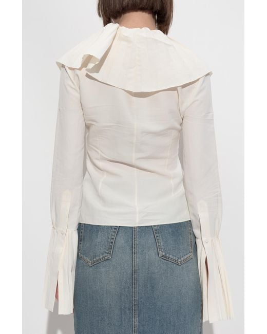 Alexander McQueen White Top With Pleated Ruffles