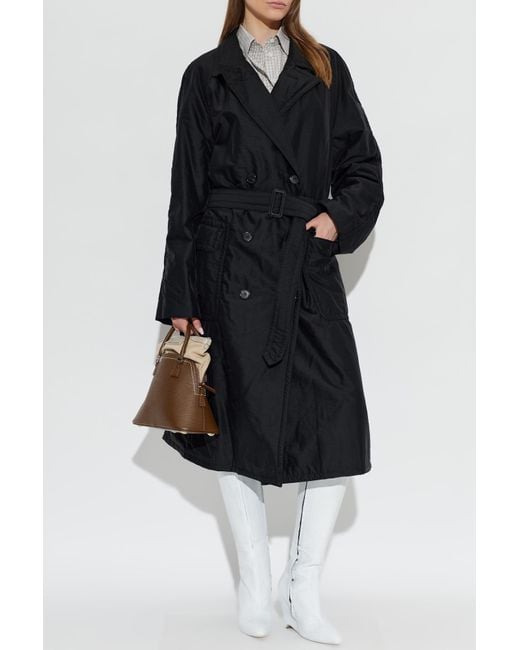 Maison Margiela Black Double-Breasted Wool Coat