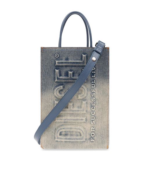 DIESEL Blue 'dsl Shopper 3d M' Denim Shoulder Bag