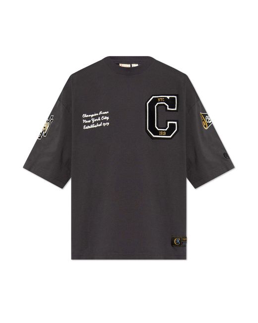 Champion Black Printed T-shirt, for men