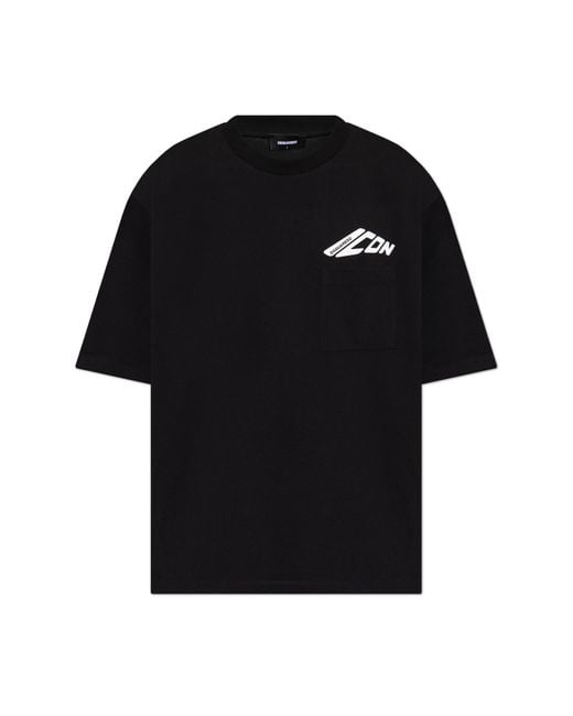 DSquared² Black T-Shirt With Logo for men