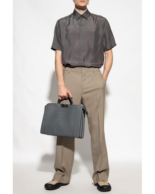 Fendi Shirt With Short Sleeves in Gray for Men Lyst