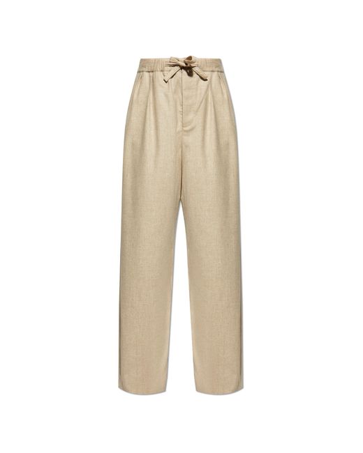 Loewe Natural Wool Trousers With Embossed Logo for men