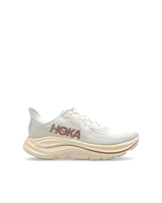 Hoka One One White 'Clifton 10' Sports Shoes