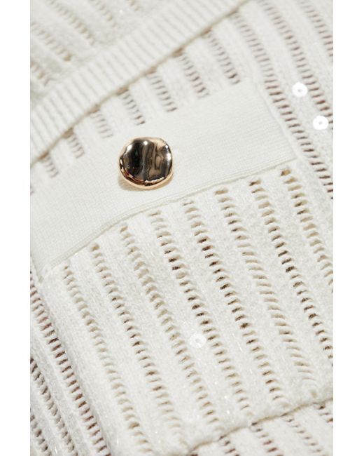 Self-Portrait White Short Skirt With Shimmering Sequins
