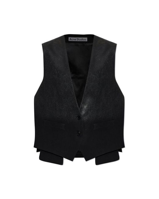 Acne Black Vest With A Glossy Effect