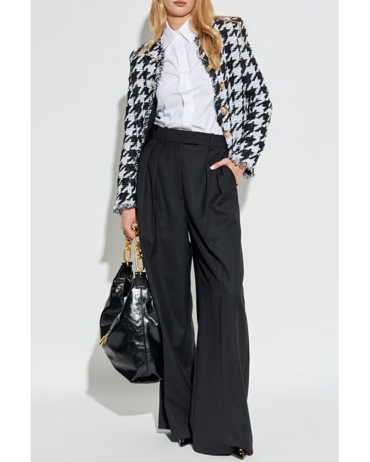 Balmain Black Blazer With Houndstooth Pattern