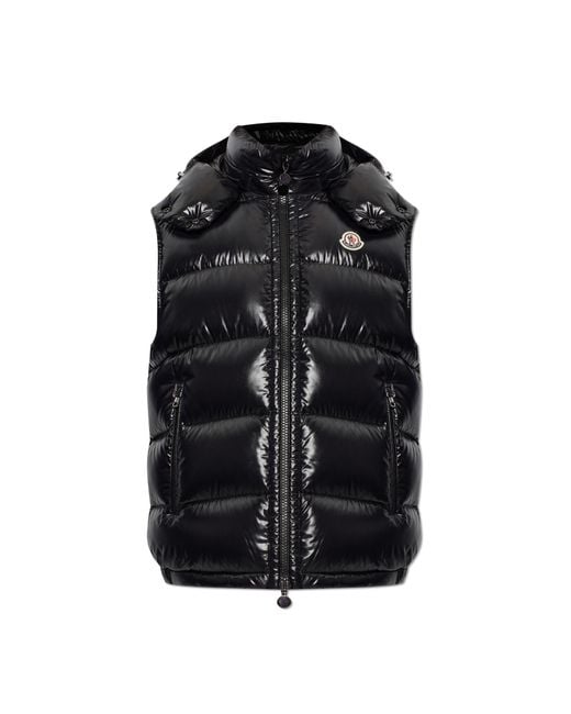 Moncler Black Quilted Vest With Detachable Hood for men