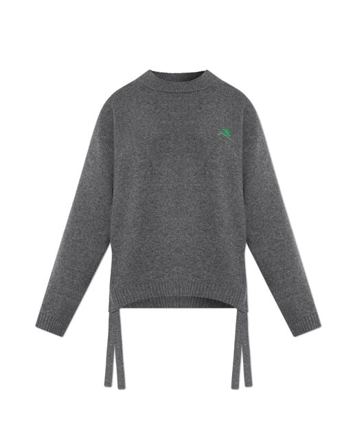 Ganni Gray Sweater With Logo