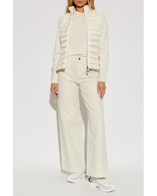 Moncler White Cardigan With Down Front