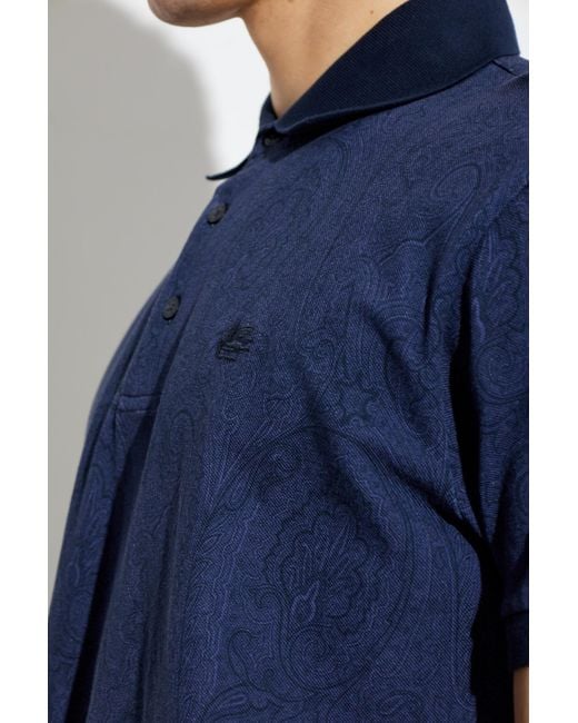 Etro Blue Polo With Logo Patch for men