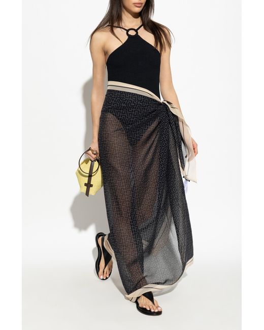 Balmain Black Silk Pareo