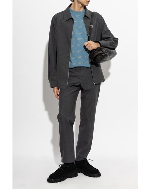 Jil Sander Blue Ribbed T-Shirt for men