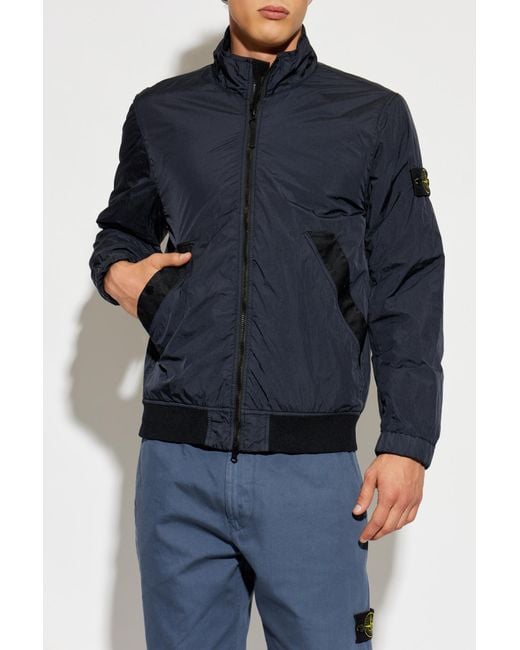 Stone Island Blue Jacket With Logo Patch for men
