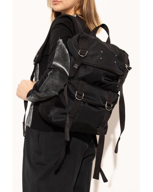 Maison Margiela Black Backpack With Logo