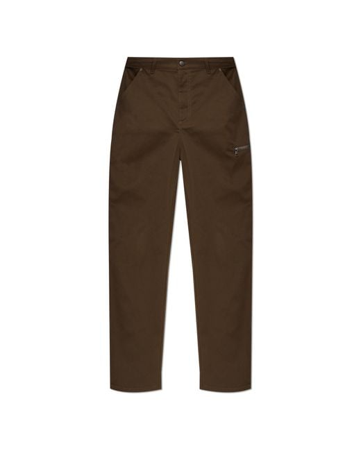 Moncler Brown Trousers With Logo Patch for men