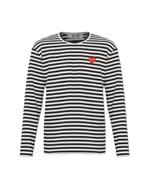 COMME DES GARÇONS PLAY Black Cotton T-Shirt With Logo Patch for men