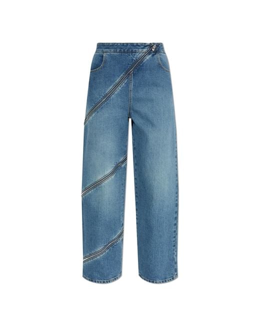 Alaïa Blue Jeans With Decorative Zipper
