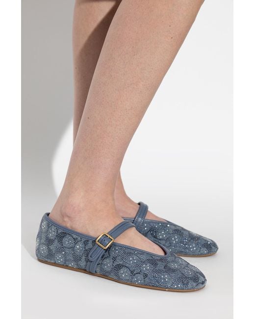 COACH Gray Ballet Flats With Shimmering Sequins