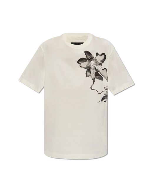 Y-3 White T-shirt With Floral Motif,