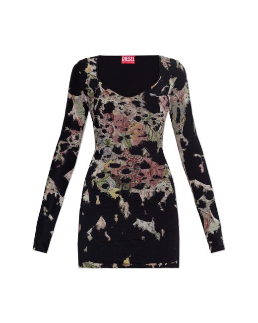 DIESEL Black Dress With Raw Finish D-Floci A17033