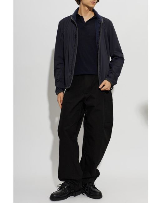 Sease Blue Wool Long-Sleeve Polo for men