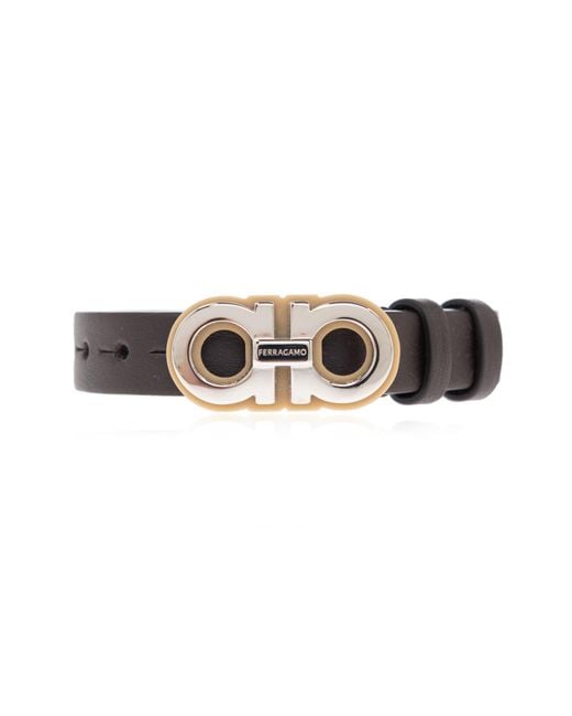 Ferragamo Brown Leather Bracelet for men