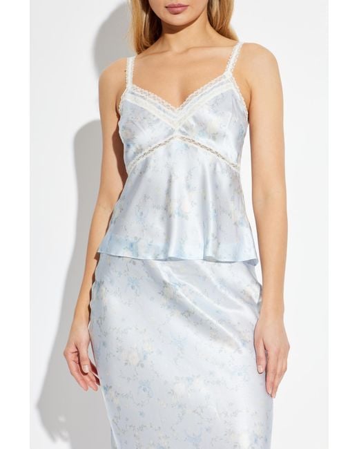 LoveShackFancy Blue Silk Top 'Lirena'