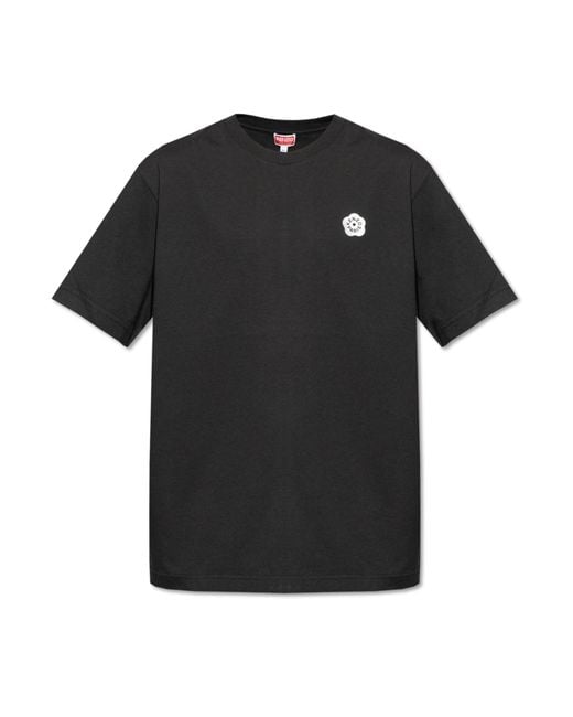 KENZO Black T-Shirt With Printed Logo for men