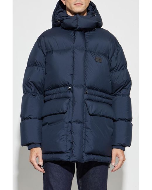 Emporio Armani Blue Down Jacket With Detachable Hood for men