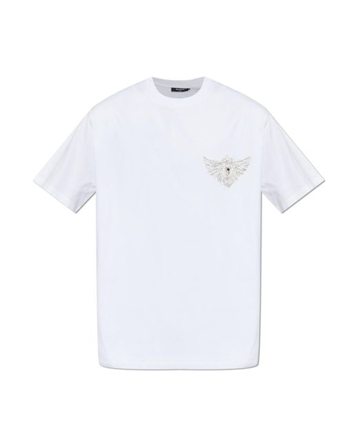 Balmain White T-Shirt With A Shimmering Application for men