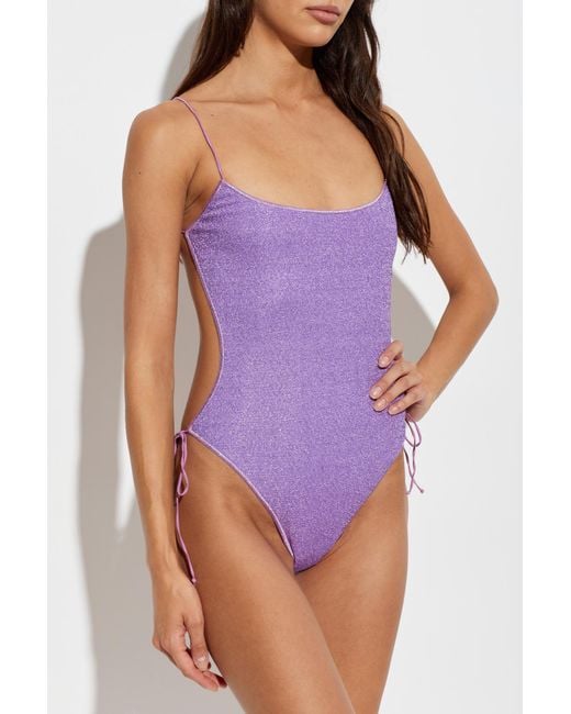 Oseree Purple One-Piece Swimsuit With Lurex Thread