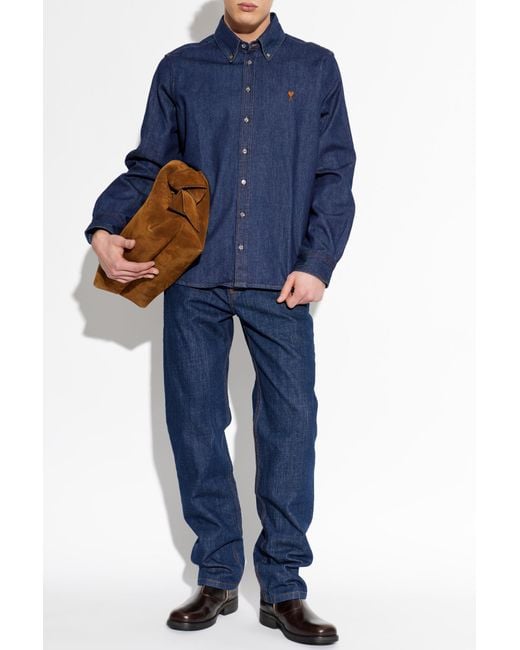 AMI Blue Straight-Leg Jeans for men