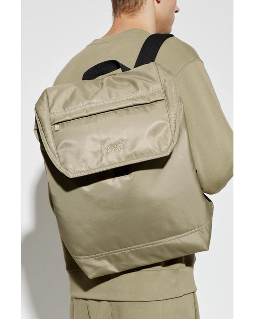 KENZO Natural Backpack With Embroidered Logo for men