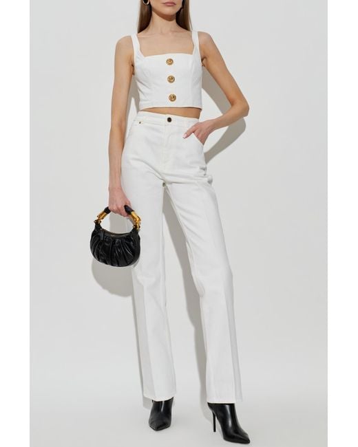 Balmain White Short Off-Shoulder Top