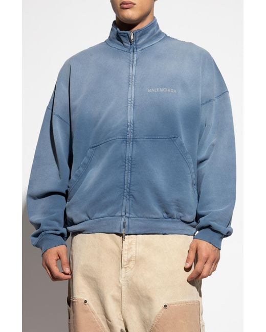 Balenciaga Blue Sweatshirt With Stand-Up Collar for men