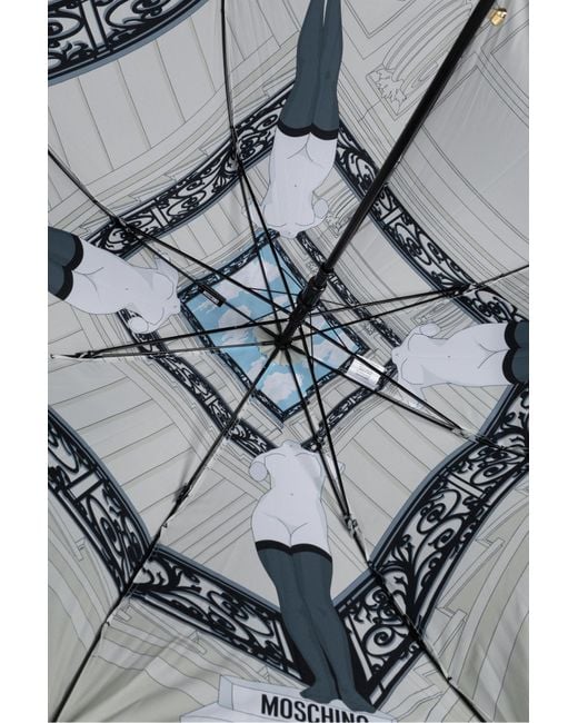 Moschino Black Patterned Umbrella