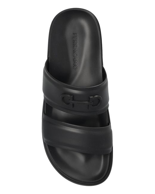 Ferragamo Black 'Saint Bart' Slides for men