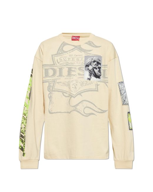 DIESEL Natural T-Shirt T-Boxt-Ls-Slits-R5 for men