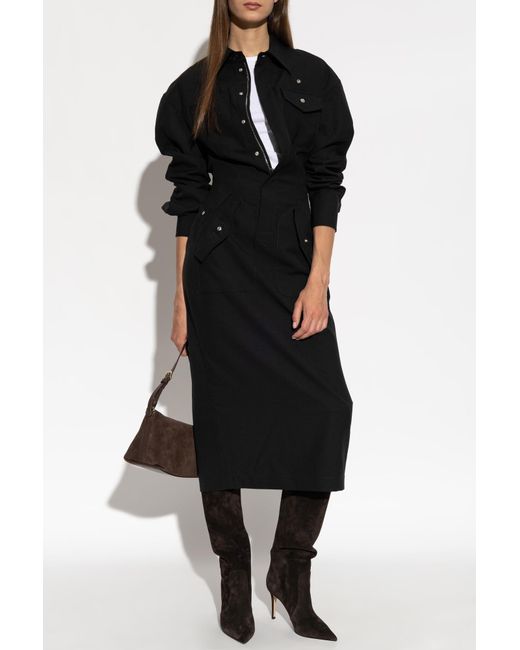 DSquared² Black Wool Dress With Back Slit