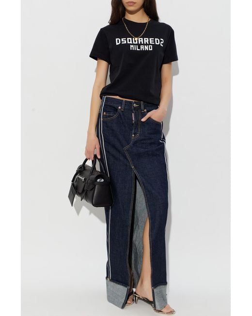 DSquared² Black T-Shirt With Printed Logo