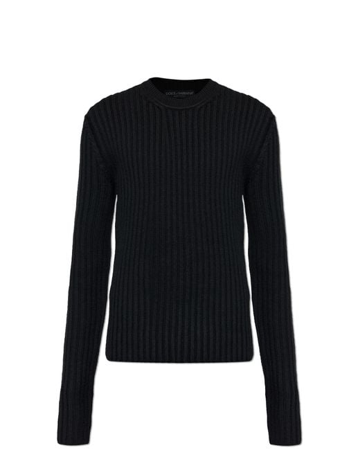 Dolce & Gabbana Black Wool Sweater With A Crew Neck for men