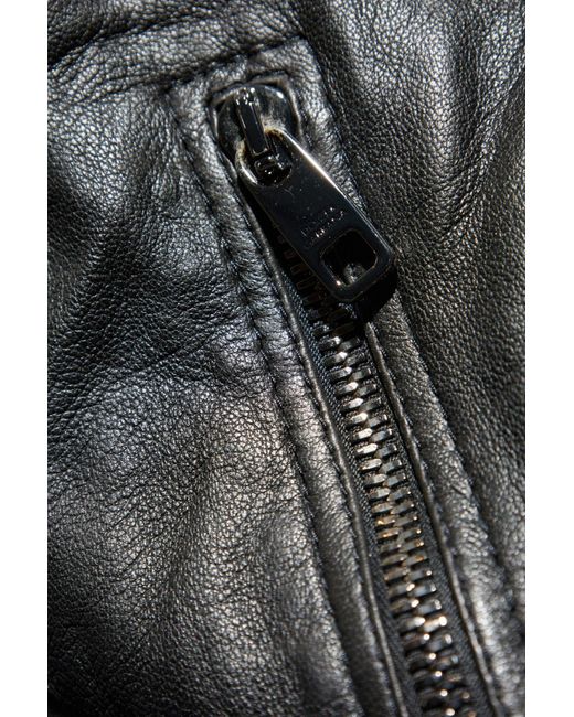 Dolce & Gabbana Black Leather Jacket With Stand-Up Collar for men