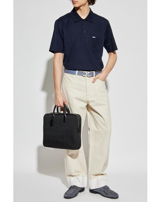 Ferragamo Blue Polo With Logo for men