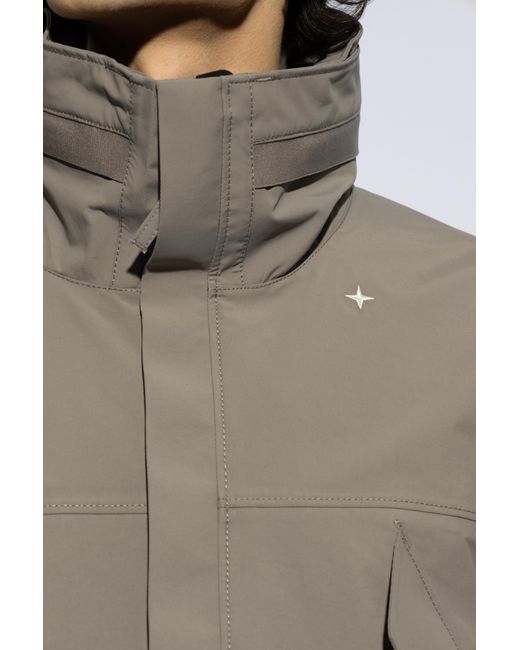 Stone Island Brown Hooded Rain Jacket, for men