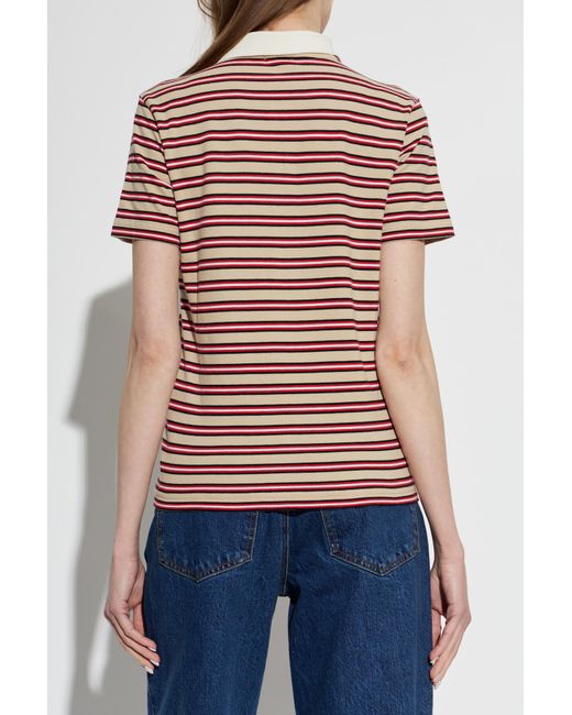 A.P.C. Red Striped Pattern Polo