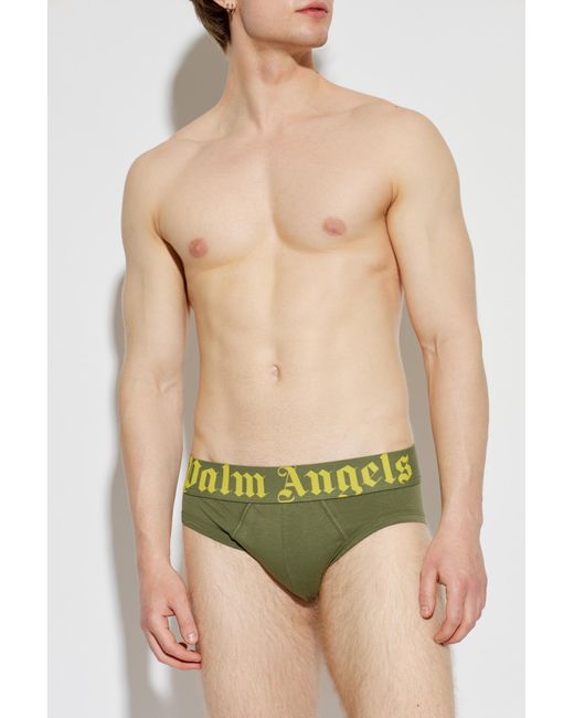 Palm Angels Green 2-Pack Briefs With Logo for men