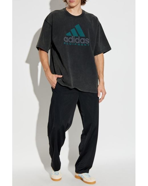 Adidas Originals Black T-Shirt With Printed Logo for men